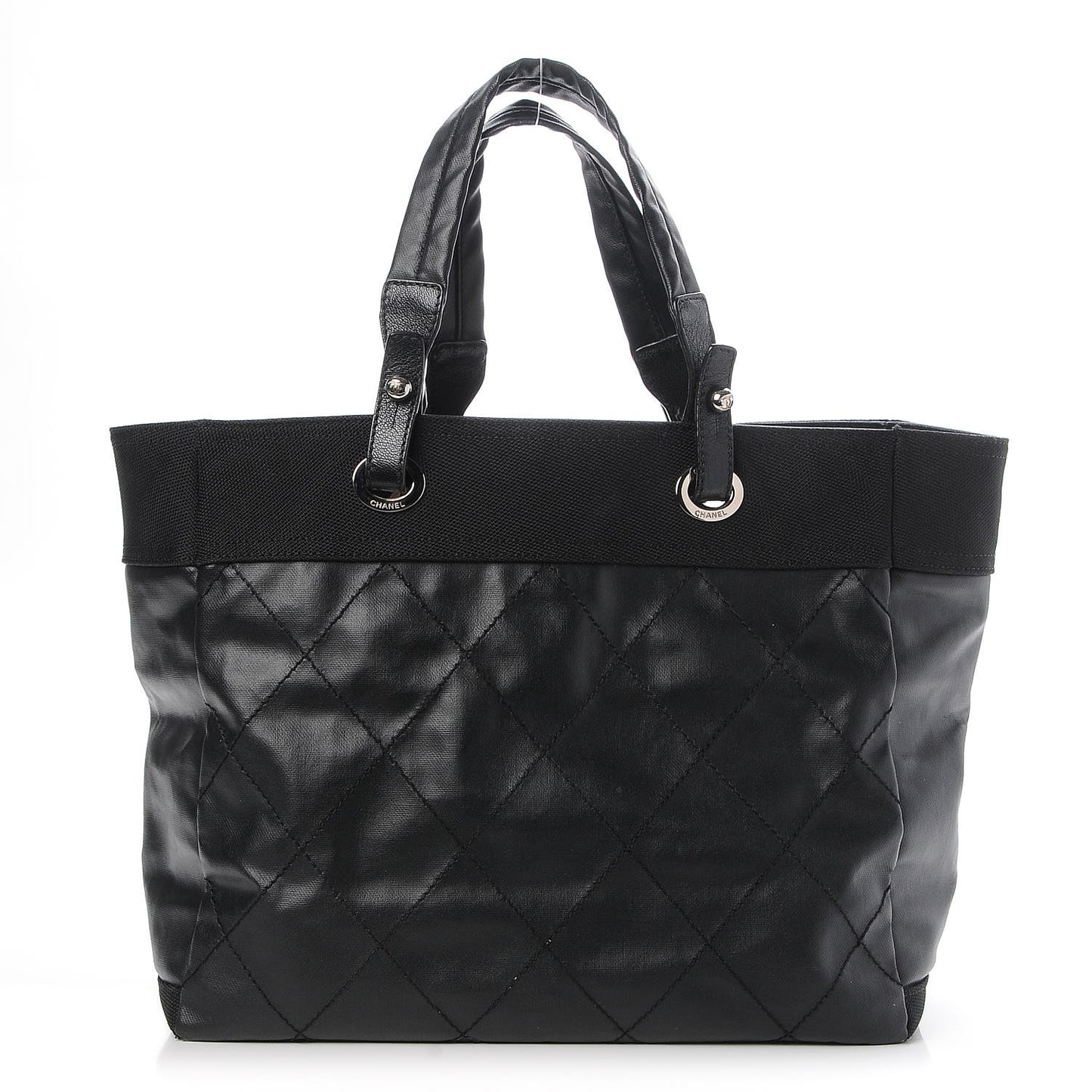 Coated Canvas Large Paris Biarritz Tote Black