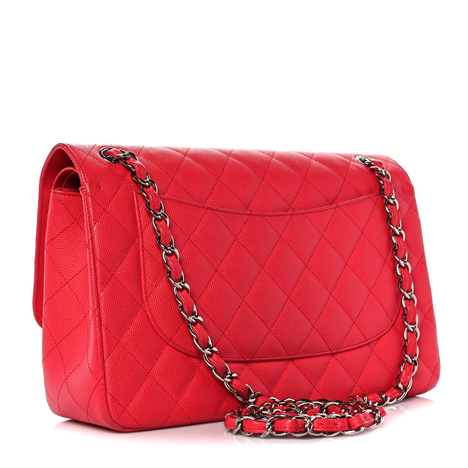 Chanel Caviar Quilted Jumbo Double Flap Red 2 of 9