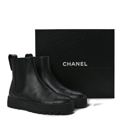 Chanel Calfskin Cap Toe CC Ankle Boots 37 Black 8 of 8