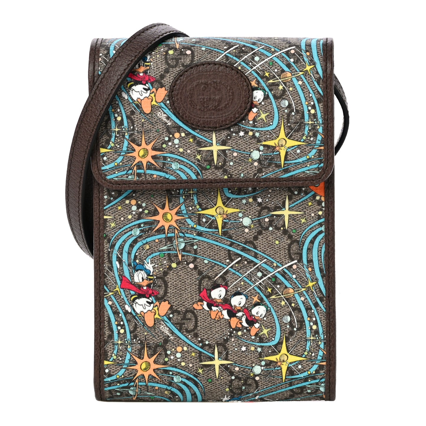 X DISNEY GG Supreme Monogram Donald Duck Mini Interlocking G Crossbody Bag Beige Multicolor New Acero