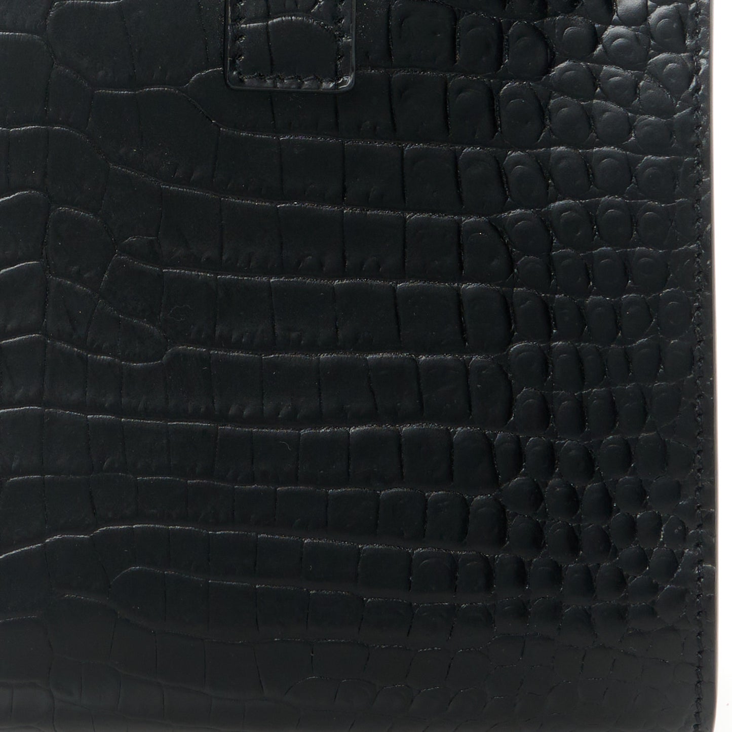 Calfskin Crocodile Embossed Nano Sac De Jour Black