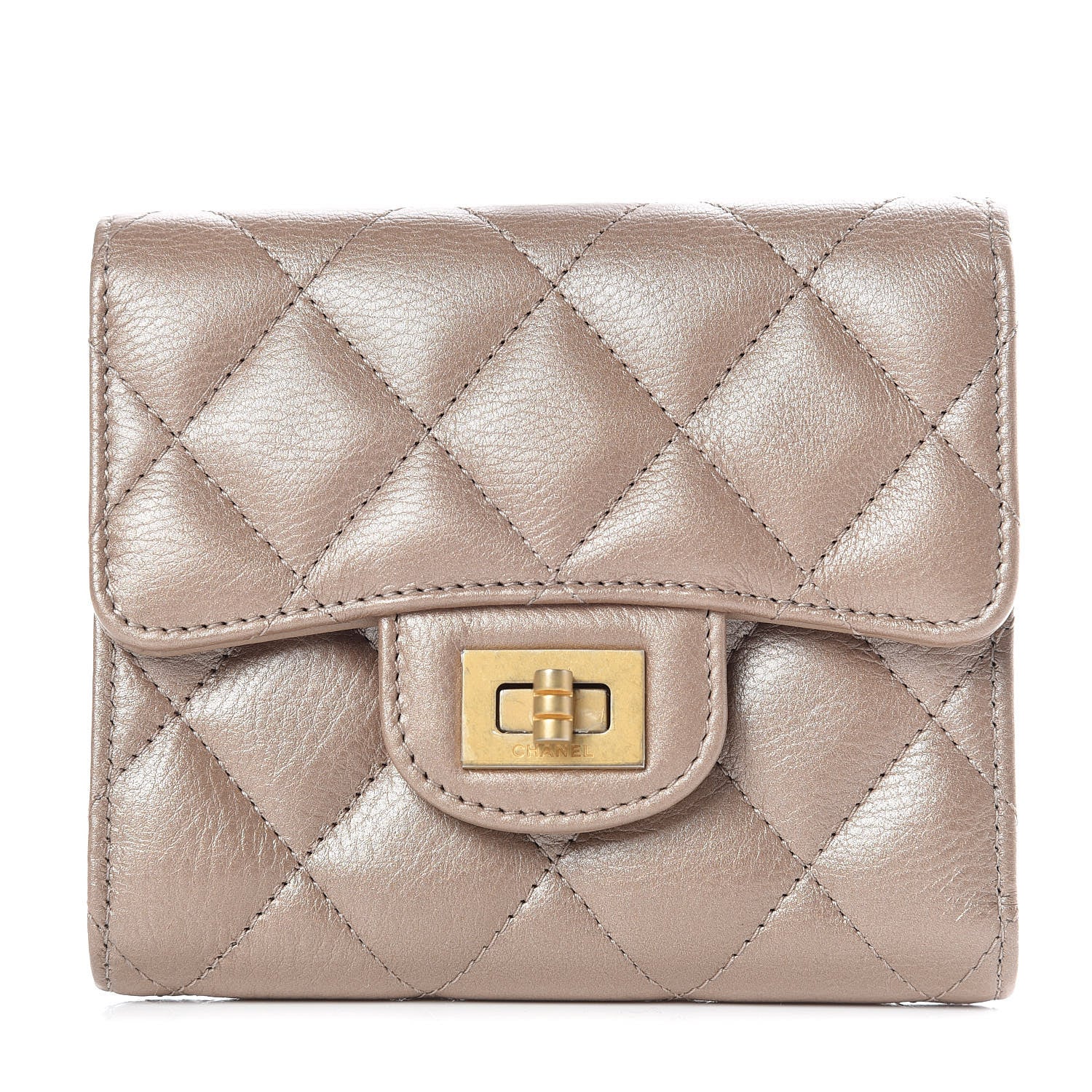Chanel Metallic Calfskin Quilted Reissue Compact Wallet Gold 1 of 8