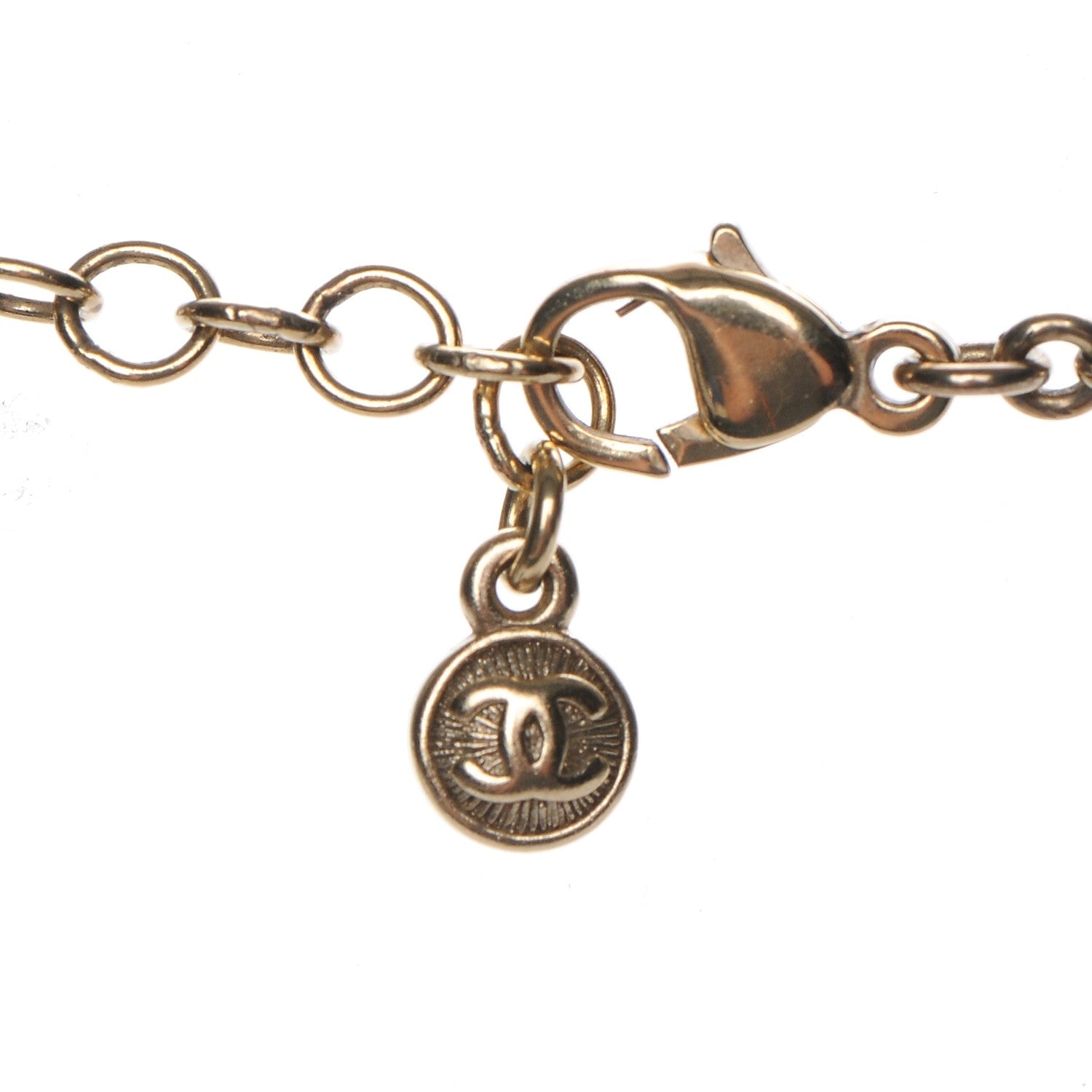 Chanel Crystal Pearl CC Bow Long Necklace Light Gold 8 of 9