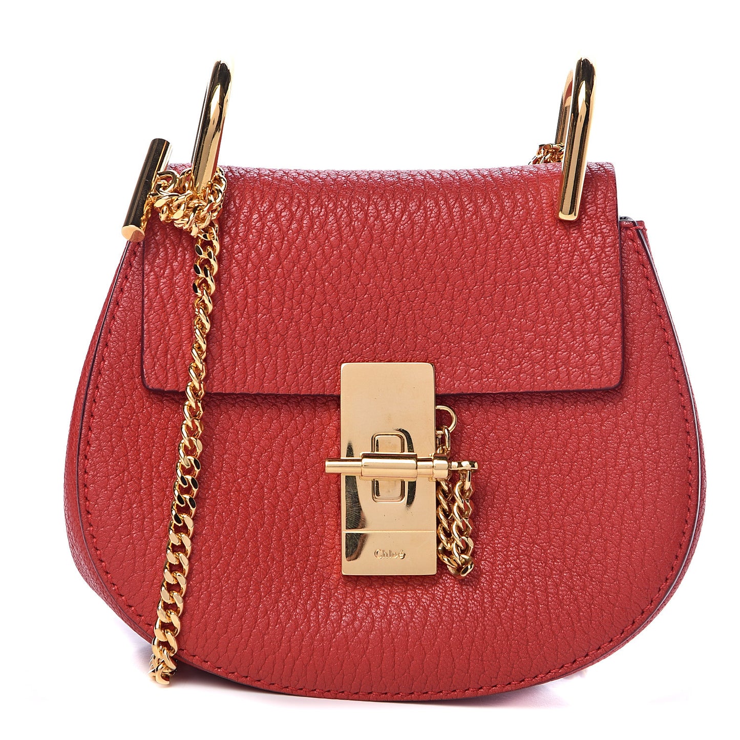 Grained Lambskin Nano Drew Shoulder Bag Intense Red