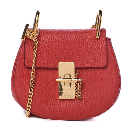 Chloe Grained Lambskin Nano Drew Shoulder Bag Intense Red 1 of 11