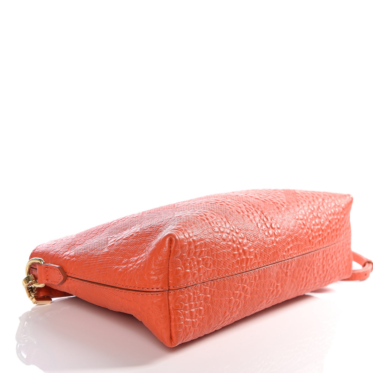 Signature Grain Calfskin Check Embossed Small Chichester Crossbody Clutch Bag Orange