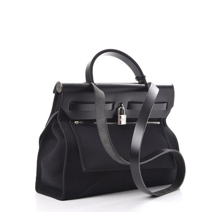 Hermes Military Toile Vache Hunter Herbag Zip PM 31 Black 3 of 12