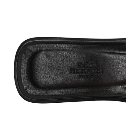 Hermes Box Clou De Selle Oran Sandals 36.5 Black 9 of 10