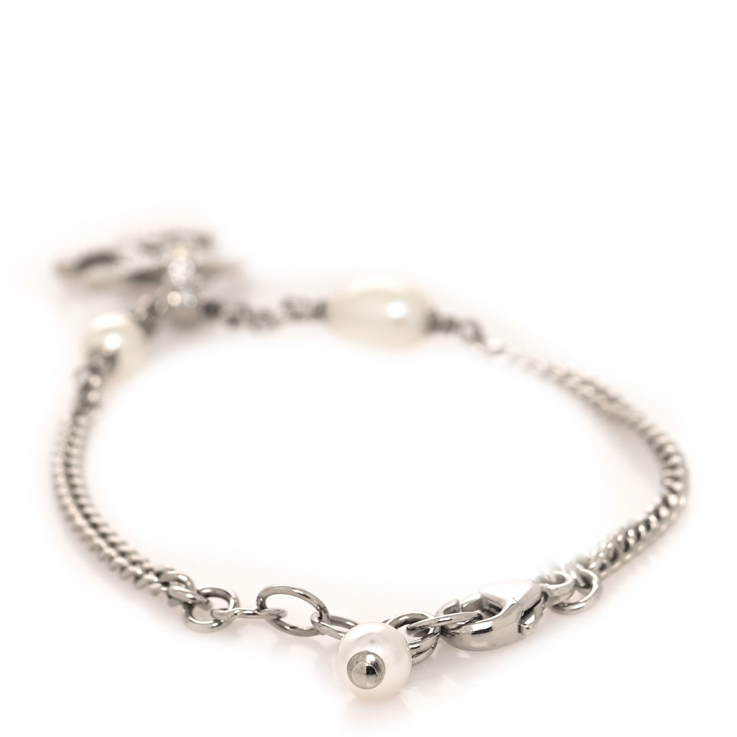 Pearl Crystal Palais Garnier CC Bracelet Silver Pearly White