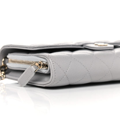 Chanel Caviar Quilted Phone Holder Wallet on Removable Chain Grey 8 of 10