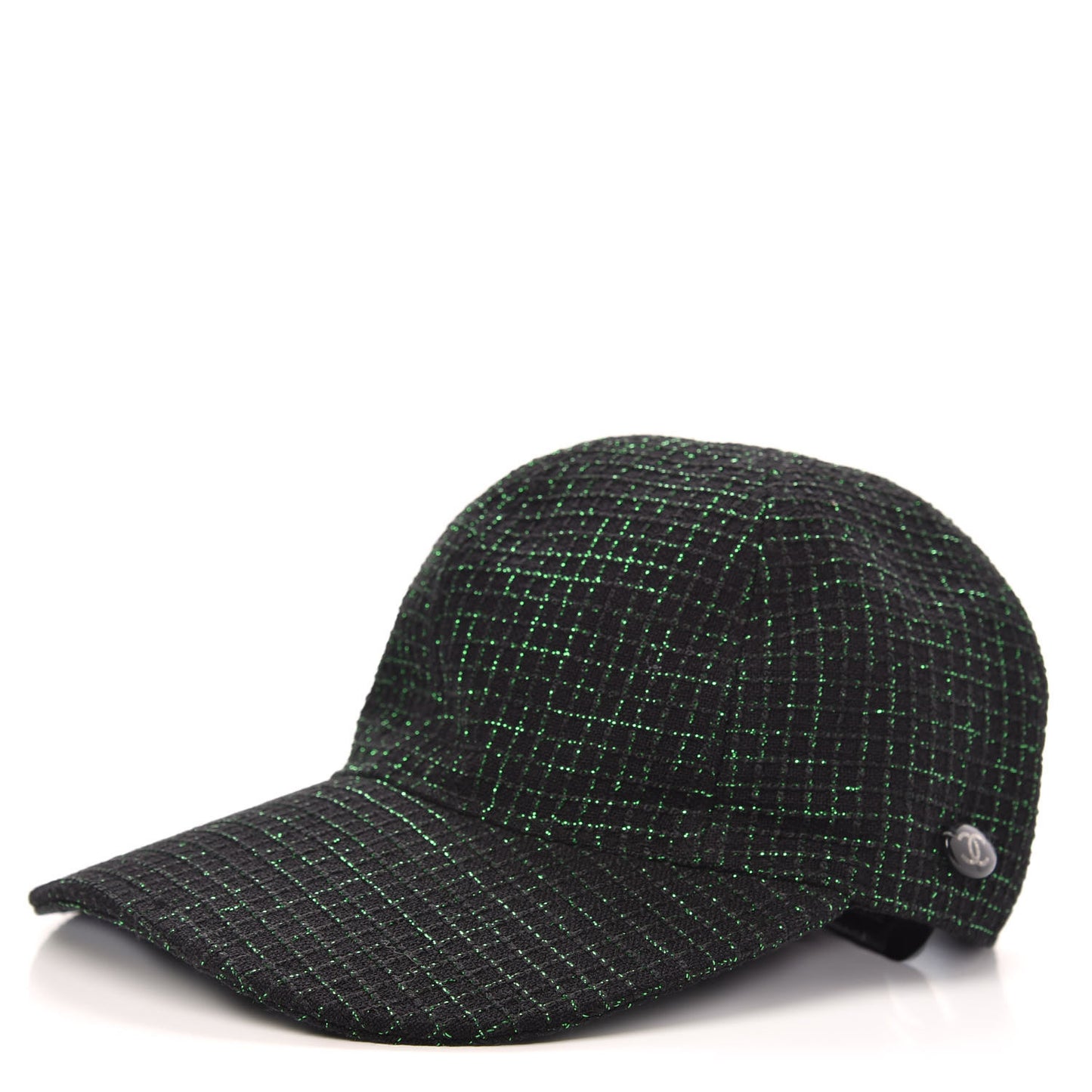Metallic Tweed Cap Hat M Black Green