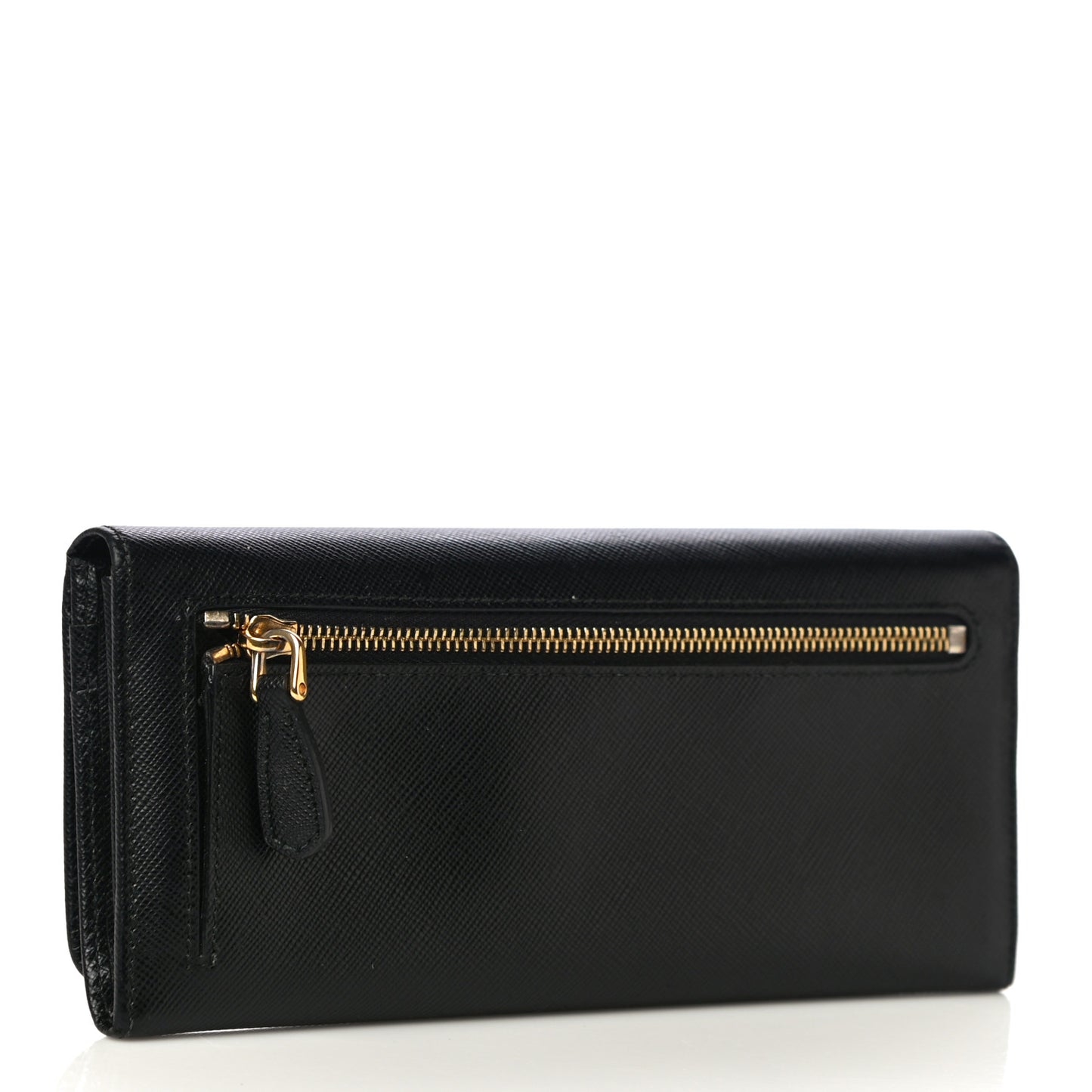 Saffiano Metal Continental Flap Wallet Black