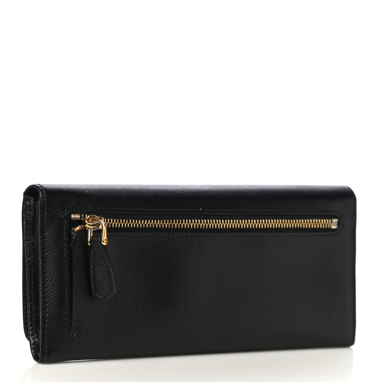 Prada Saffiano Metal Continental Flap Wallet Black 3 of 11