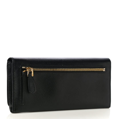 Prada Saffiano Metal Continental Flap Wallet Black 3 of 11