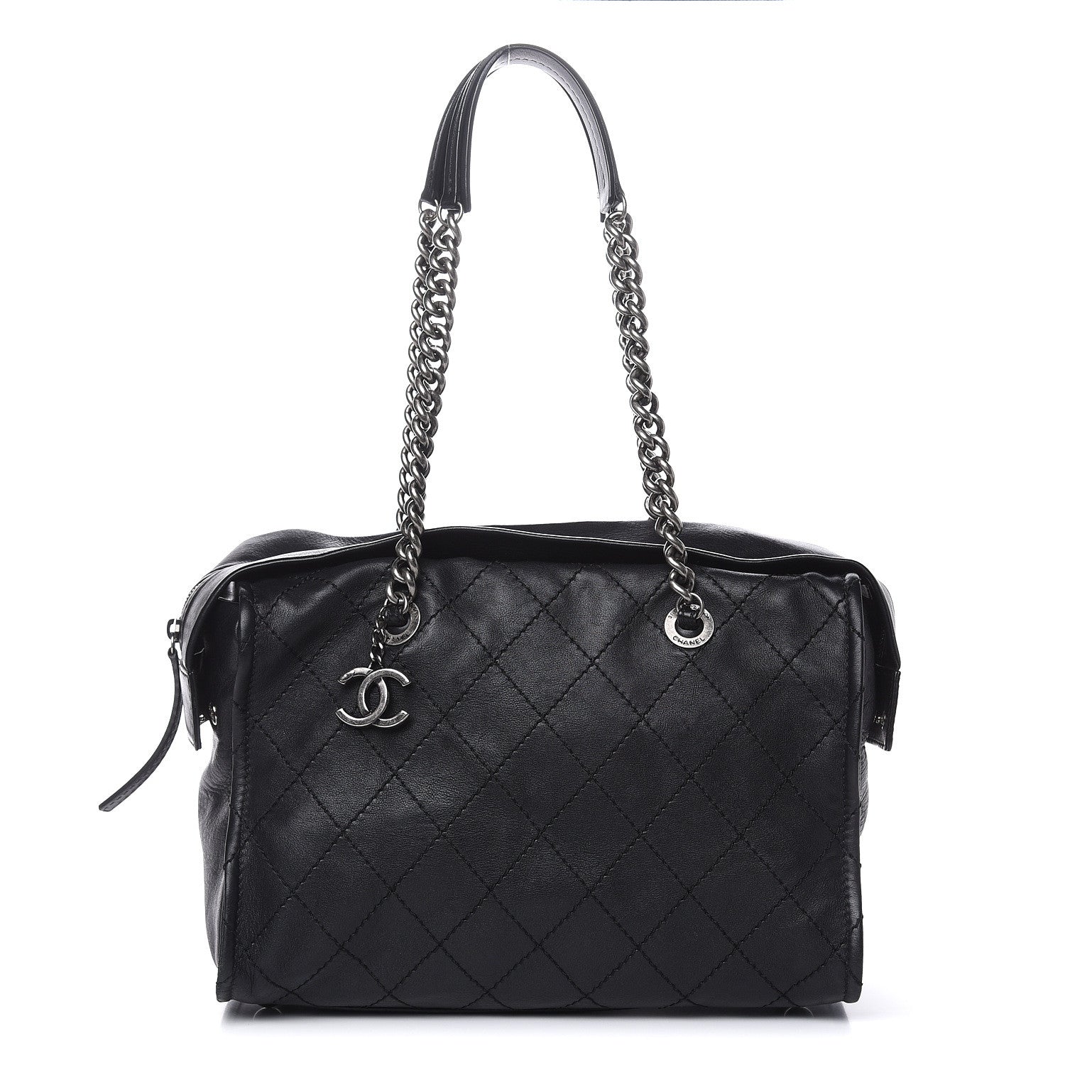 Chanel Calfskin Stitched Bowling Bag Black 1 of 13