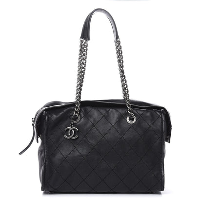 Chanel Calfskin Stitched Bowling Bag Black 1 of 13