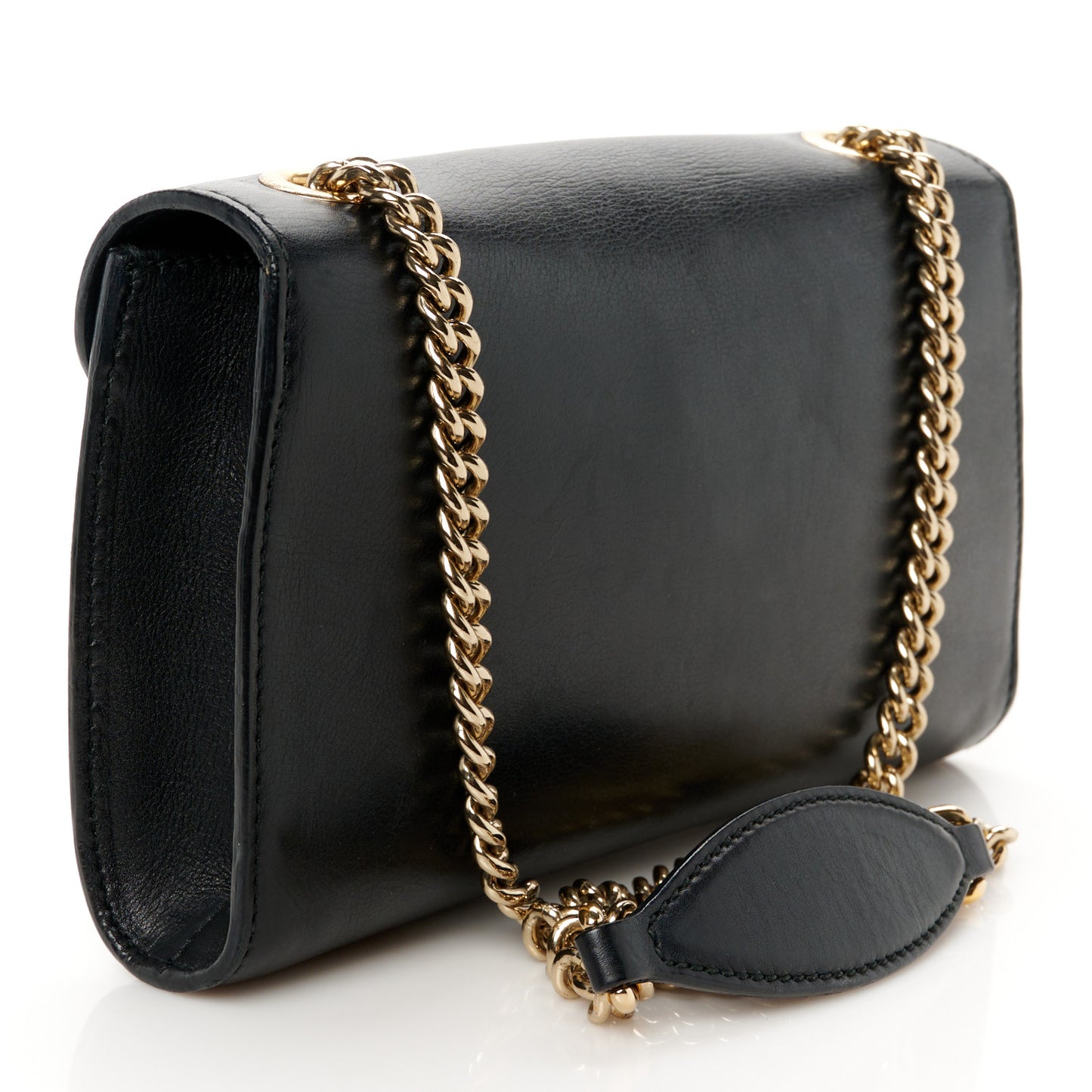 Smooth Calfskin Small Emily Chain Shoulder Bag Black