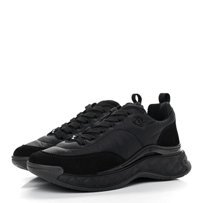 Chanel Nylon Suede Calfskin CC Sneakers 38 Black 3 of 10