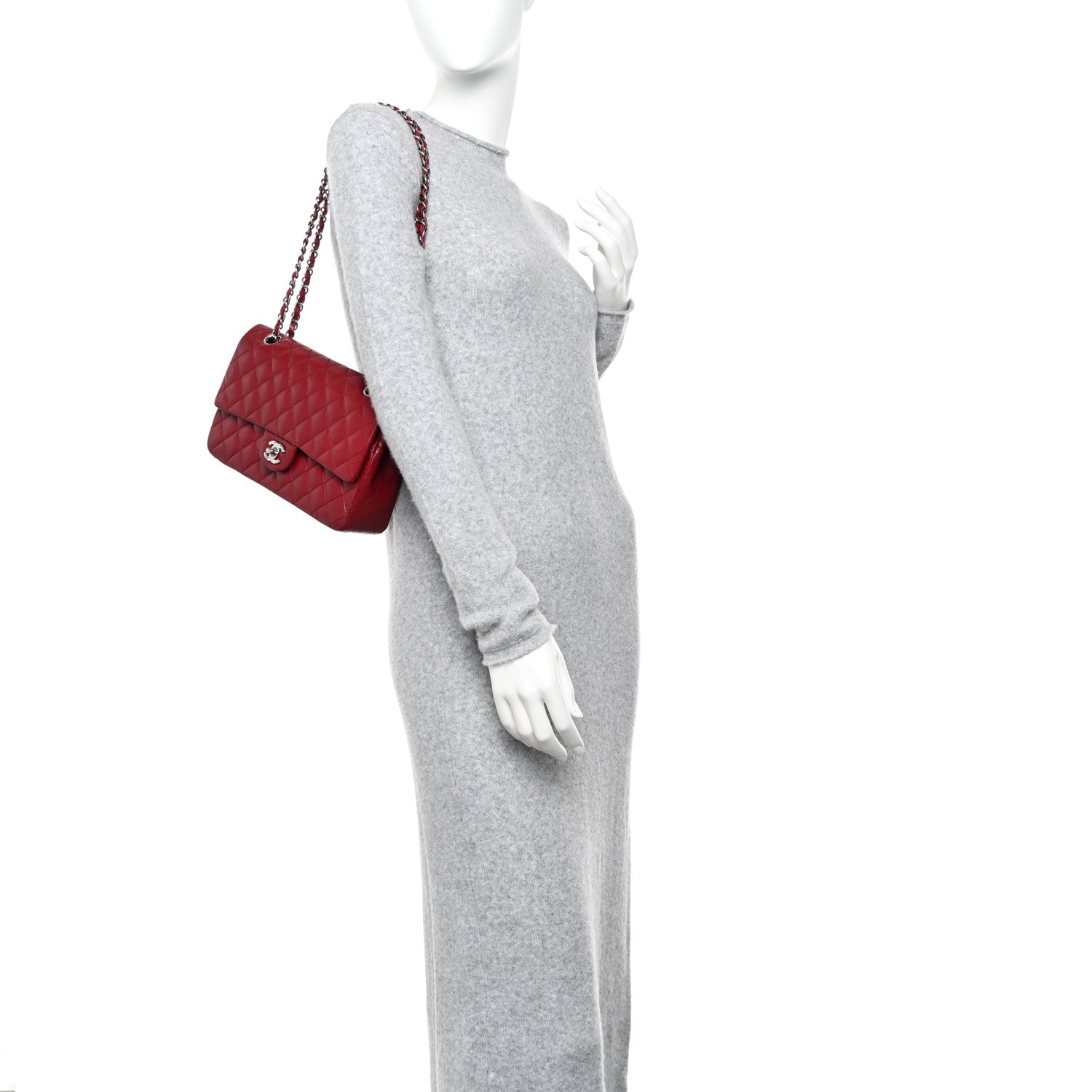 Chanel Caviar Quilted Medium Double Flap Dark Red 2 of 11