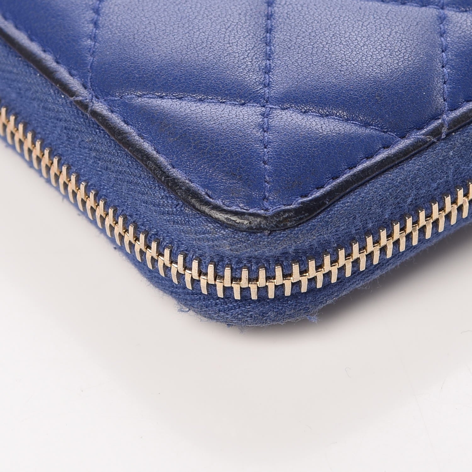Chanel Lambskin Quilted Large Gusset Zip Around Wallet Blue 17 of 18