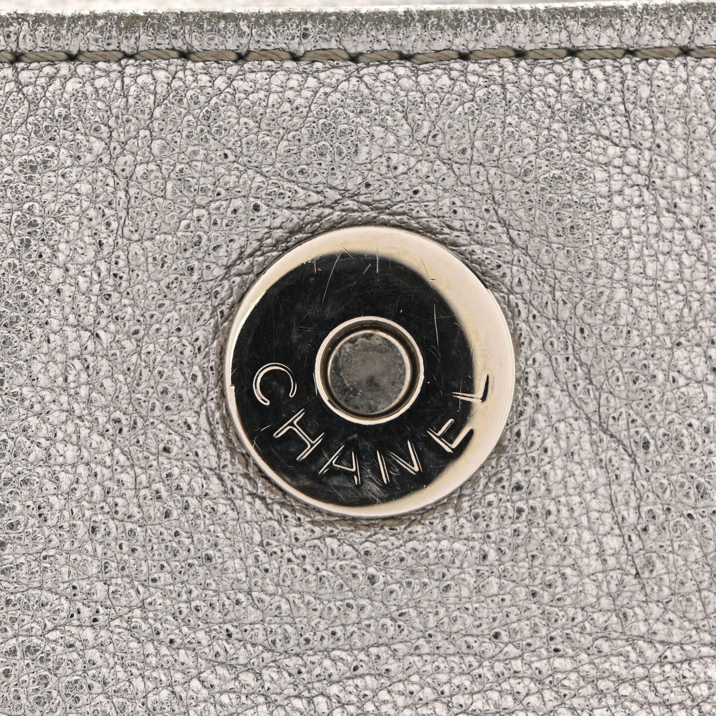 Metallic Deerskin Luxe Ligne Flap  Silver
