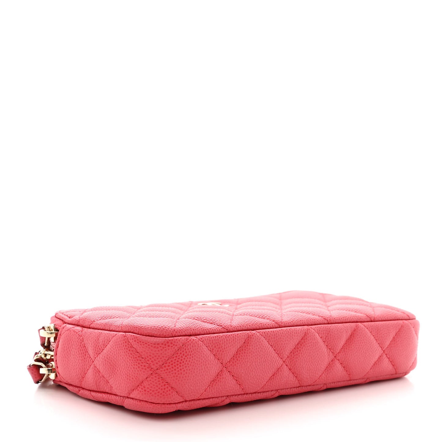Caviar Quilted Small Clutch With Chain Pink