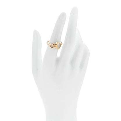 Chopard 18K Yellow Gold Diamond Mother of Pearl Happy Hearts Ring 53 6.25 2 of 6