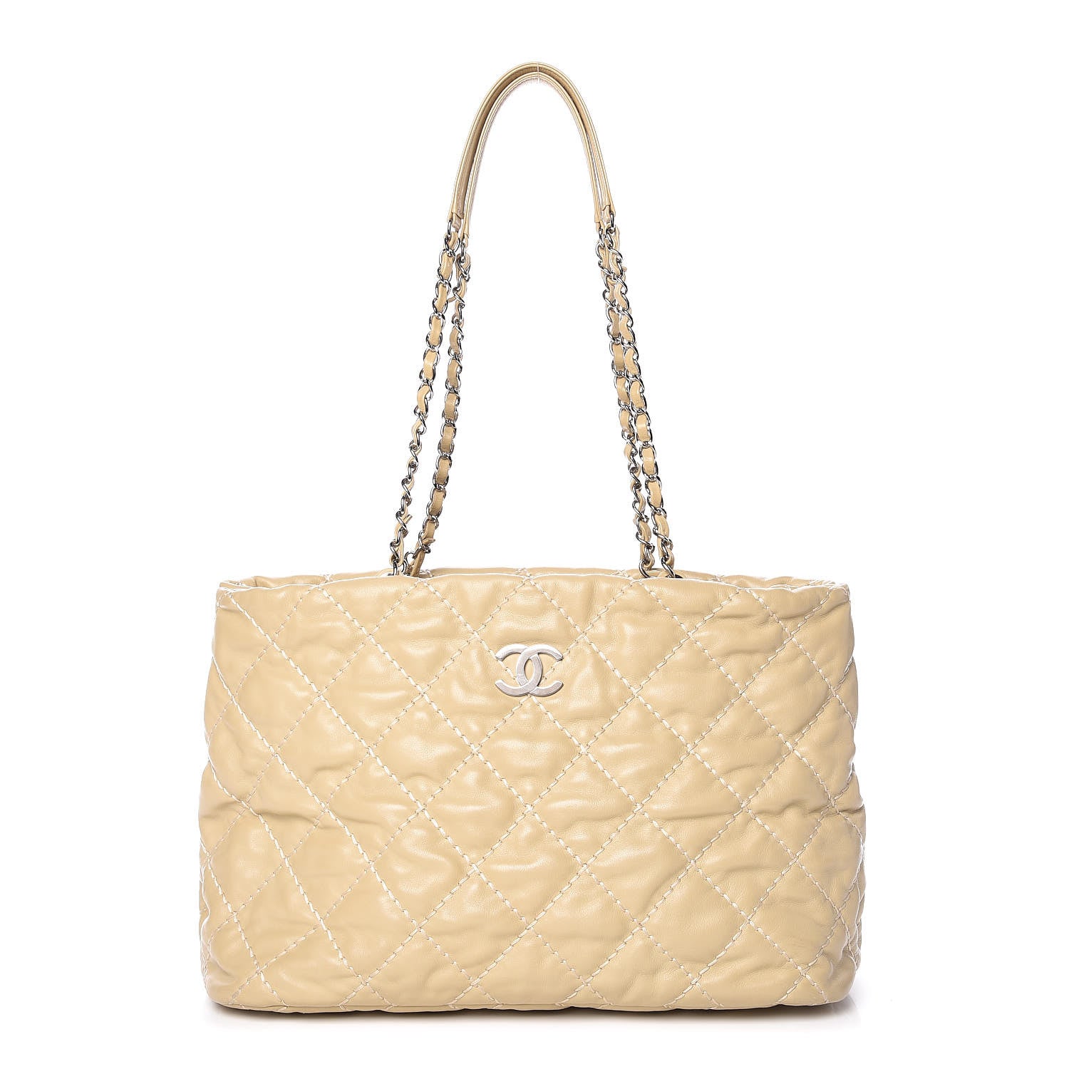 Chanel Calfskin Contrast Stitch Tote Beige 1 of 18