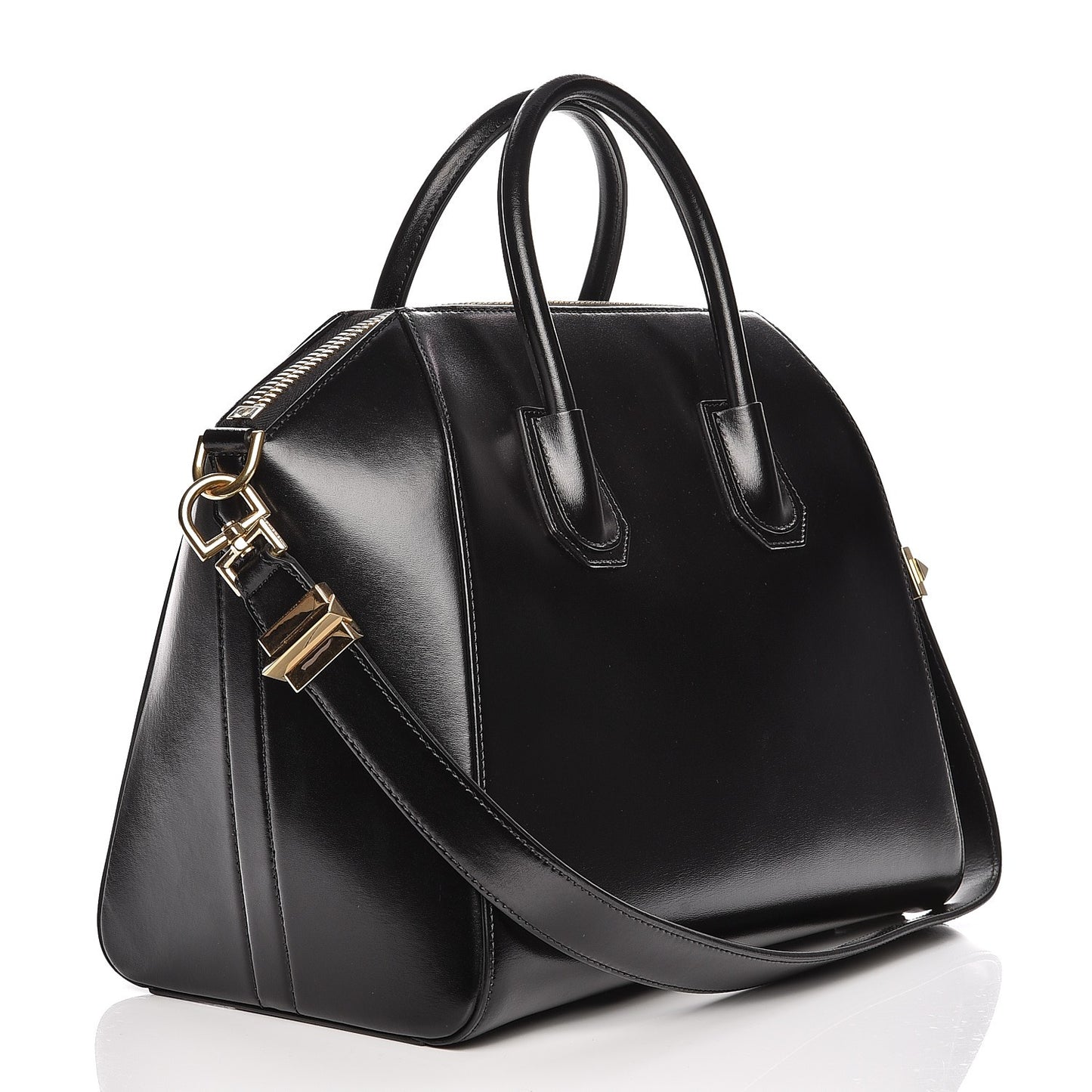 Shiny Lord Calfskin Medium Antigona Black