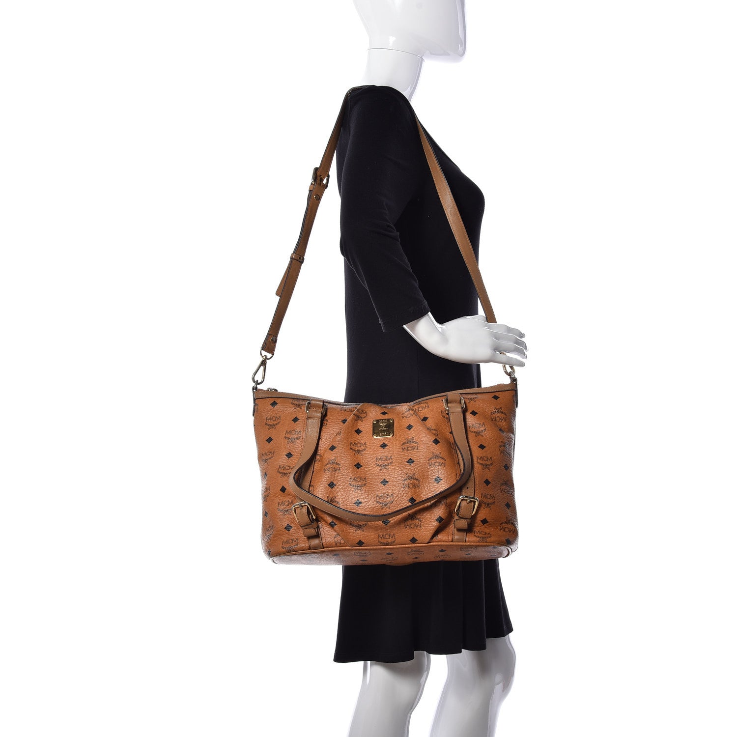 MCM Visetos Medium Essentials Shopper Tote Cognac 2 of 10