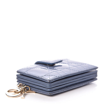 Christian Dior Patent Cannage Lady Dior 5-Gusset Card Holder Blue 4 of 8