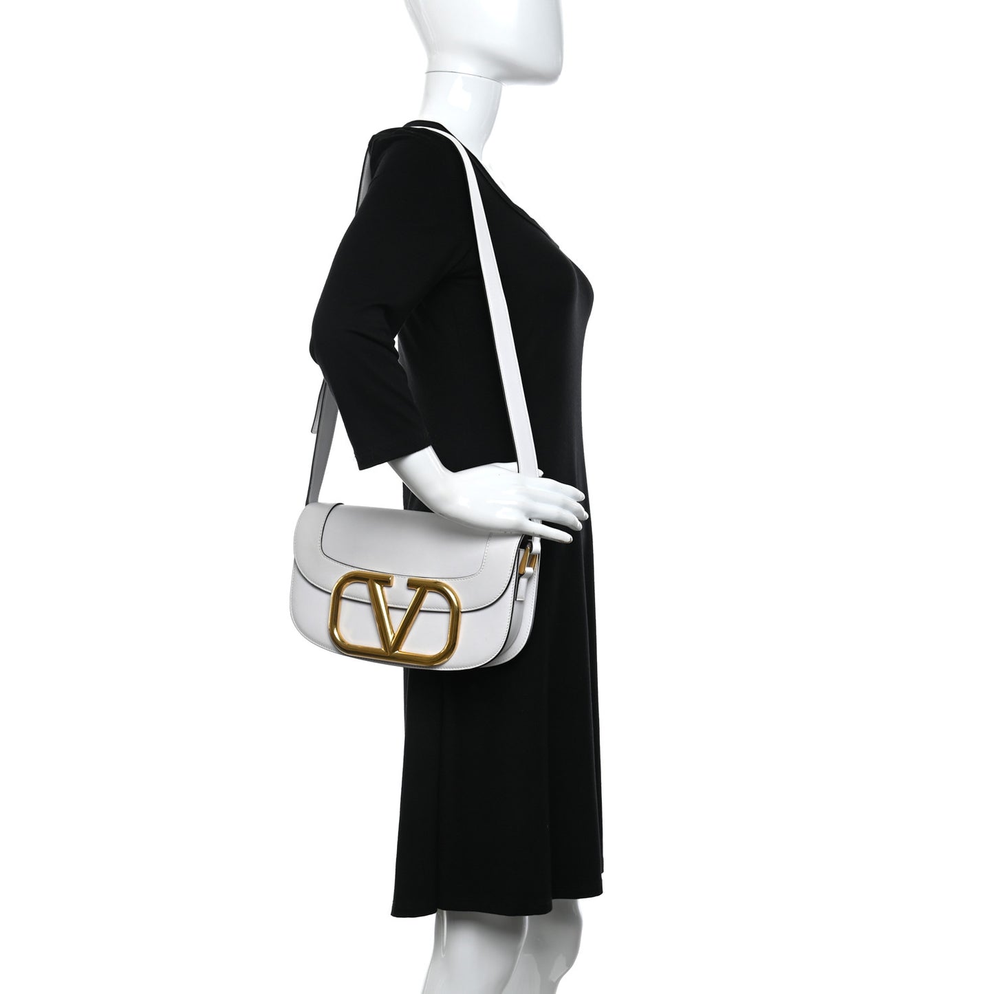 Smooth Calfskin Supervee Shoulder Bag Optic White