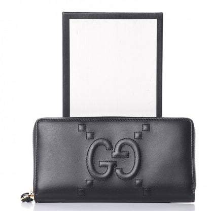 Gucci Apollo Calfskin GG Dadini Embroidered Zip Around Wallet Black 8 of 8