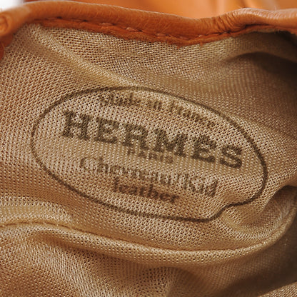 Hermes Lambskin Soya Kelly Lock Gloves 7.5 Orange 7 of 7
