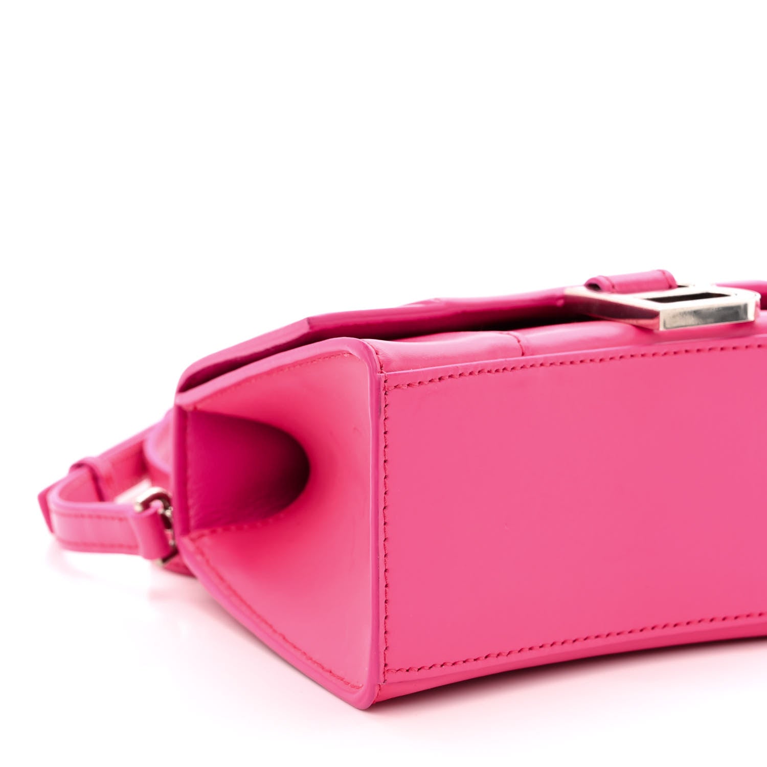Balenciaga Shiny Box Calfskin Hourglass Top Handle Bag XS Acid Fuchsia 8 of 9