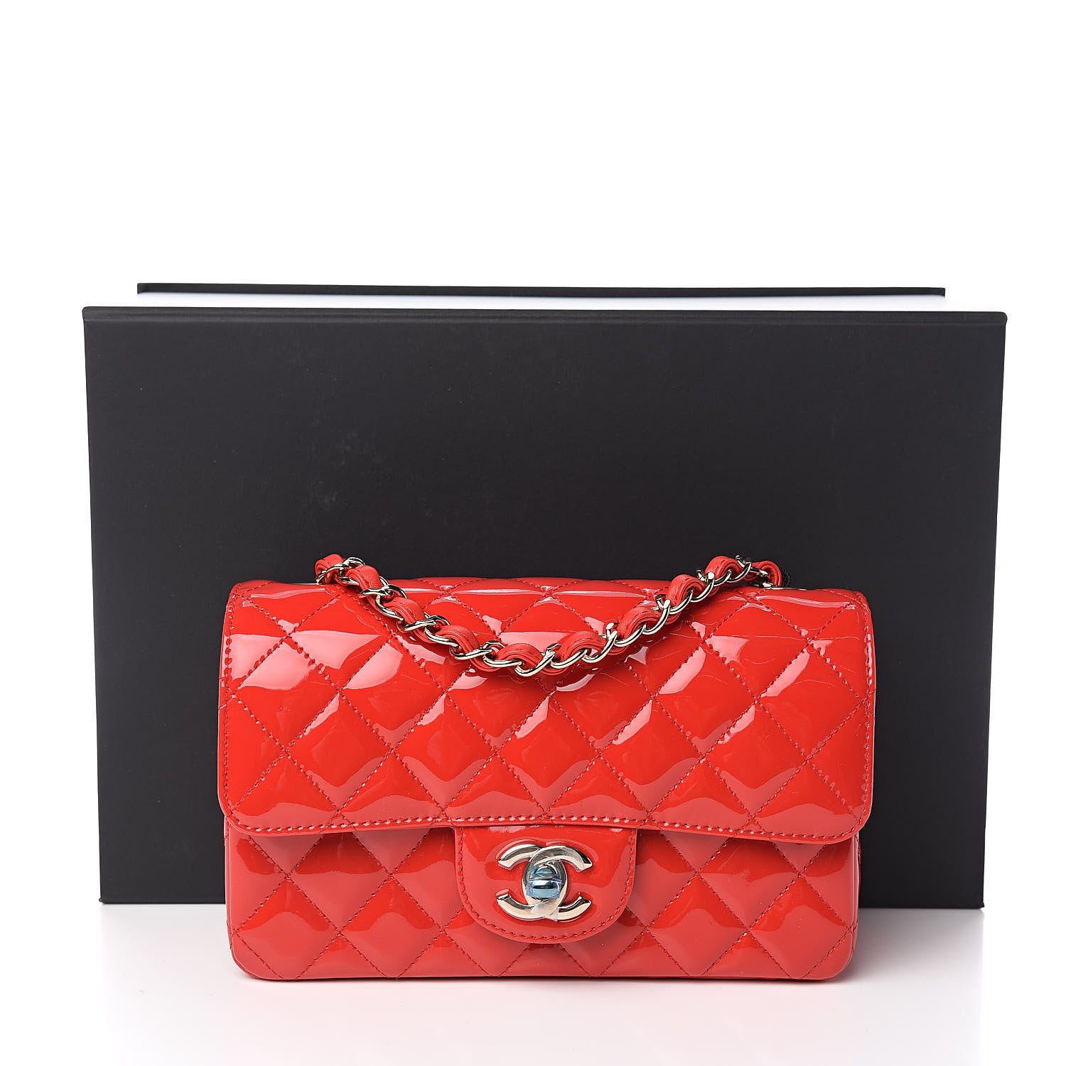 Chanel Patent Calfskin Quilted Mini Rectangular Flap Red 11 of 11