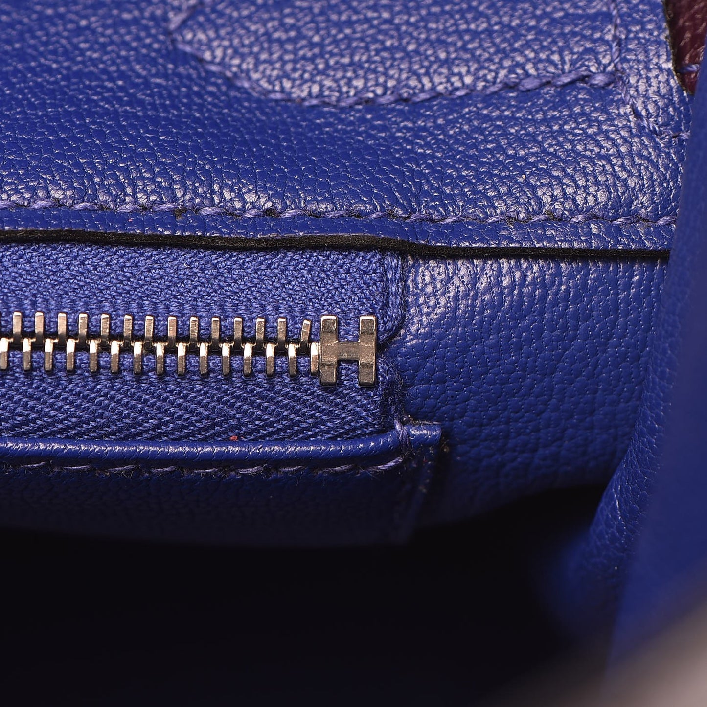Chevre Mysore Bi-Color Horseshoe Birkin 30 Raisin Bleu Electrique