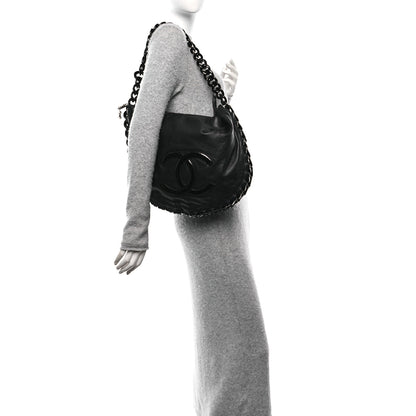 Chanel Calfskin Modern Chain Rhodoid Hobo Black 3 of 11