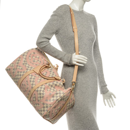 Louis Vuitton Damier Azur Tahitienne Keepall Bandouliere 50 Rose Ballerine 2 of 7
