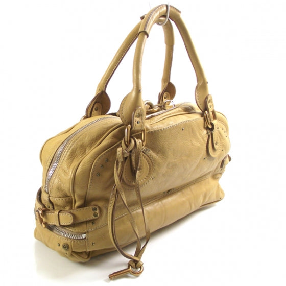 Leather Paddington Double Zipped Bowler Yellow