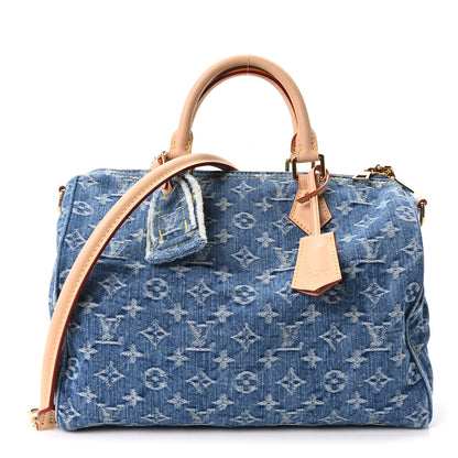 Louis Vuitton Monogram Denim Speedy Soft 30 Blue 1 of 10