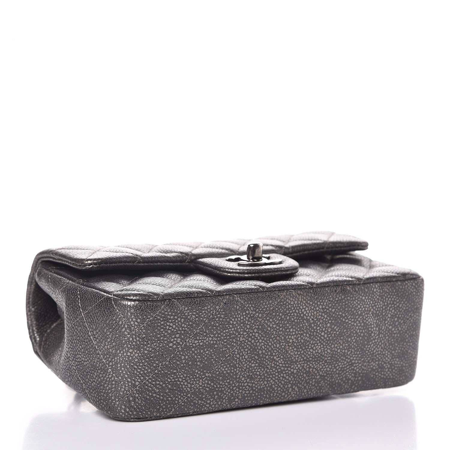 Chanel Metallic Caviar Quilted Mini Rectangular Flap Dark Grey 4 of 7