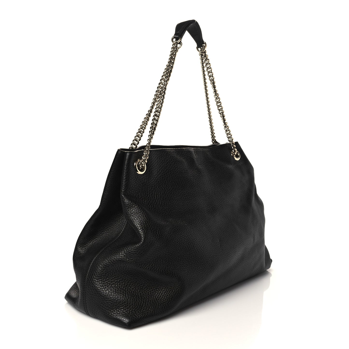 Pebbled Calfskin Large Soho Chain Shoulder Bag Black