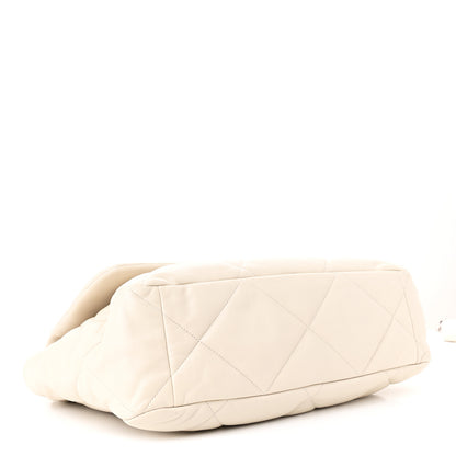 Chanel Lambskin Quilted Maxi Chanel 19 Flap Light Beige 4 of 13