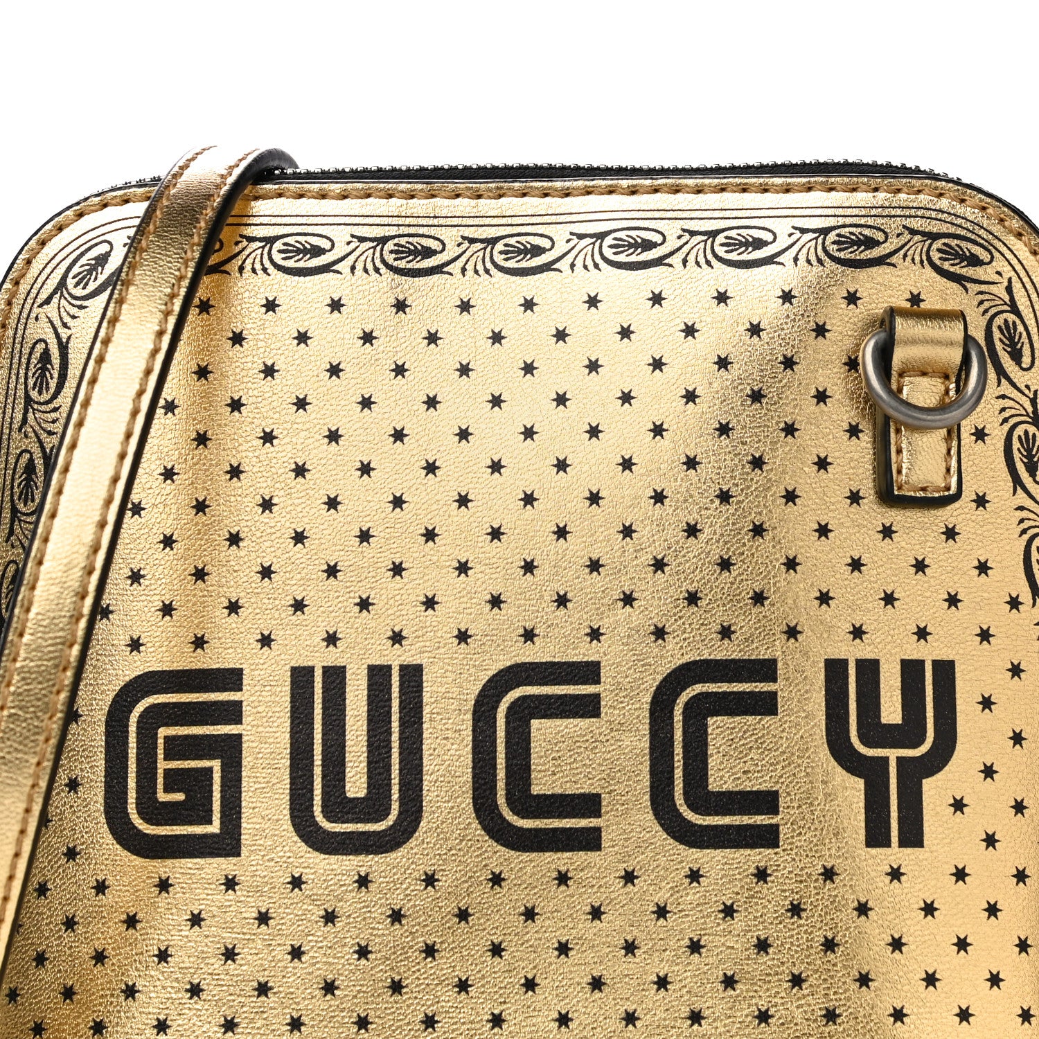Gucci X SEGA Calfskin GUCCY Stars Mini Dome Shoulder Bag Gold 9 of 14