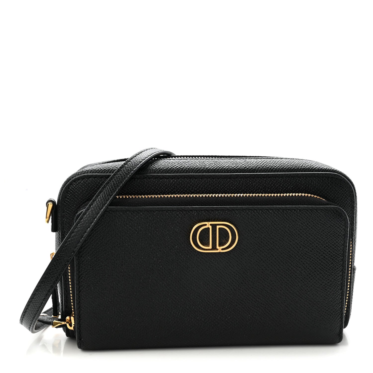 Christian Dior Grained Calfskin Caro Double Pouch Black 1 of 10