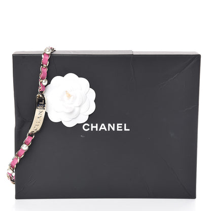 Chanel Metal Lambskin Pearl Name Plate Choker Necklace Pink Gold 5 of 5