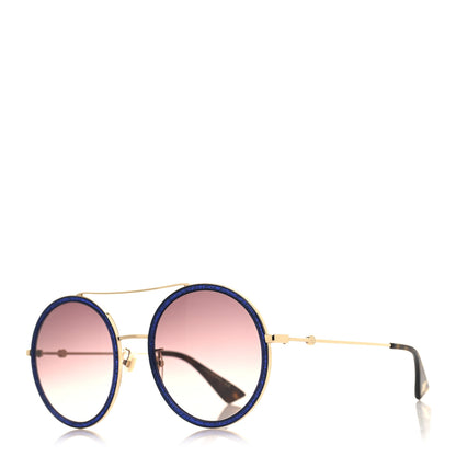 Gucci Metal Round Frame Sunglasses GG0061S Blue 1 of 8