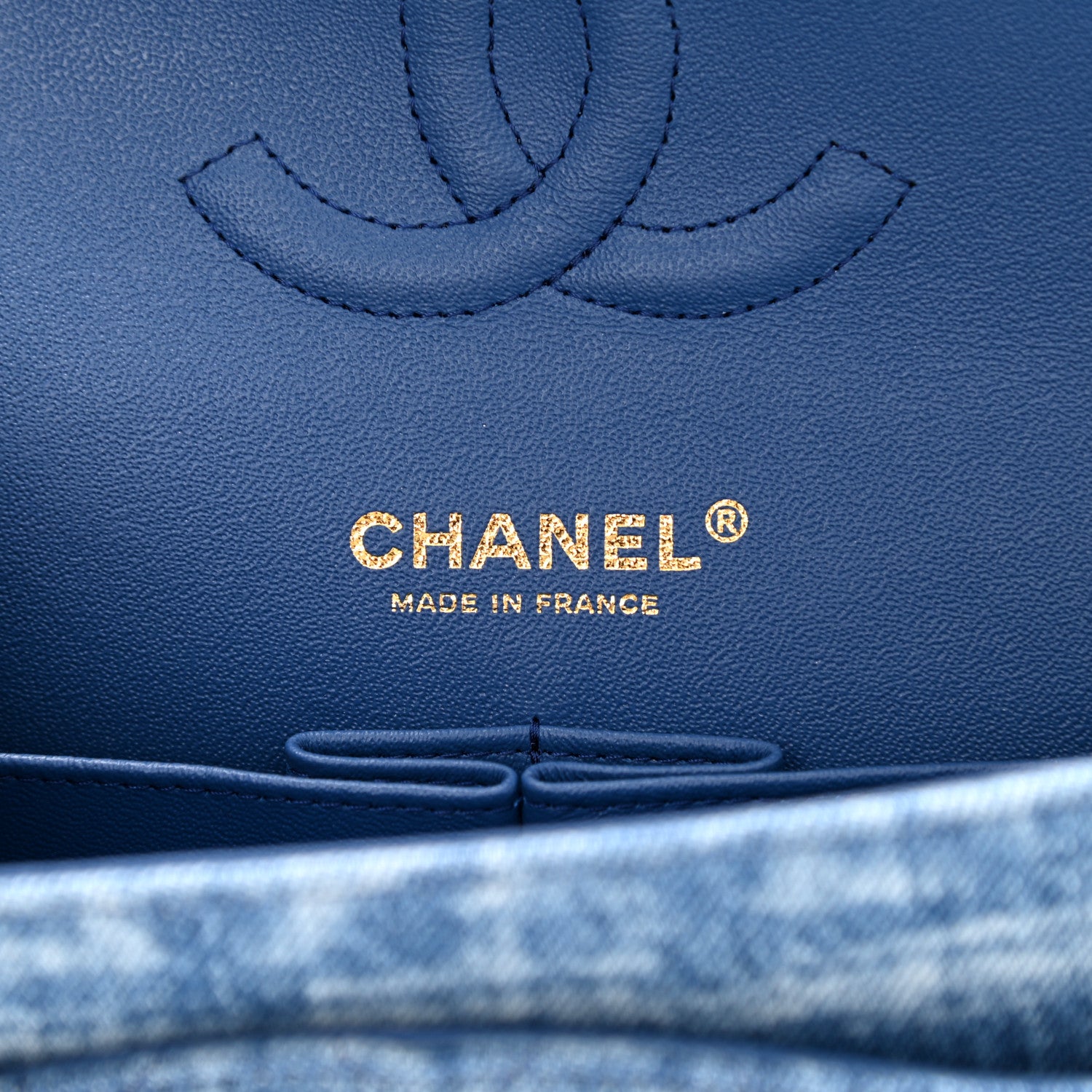 Chanel Denim Quilted Medium Double Flap Blue 6 of 9
