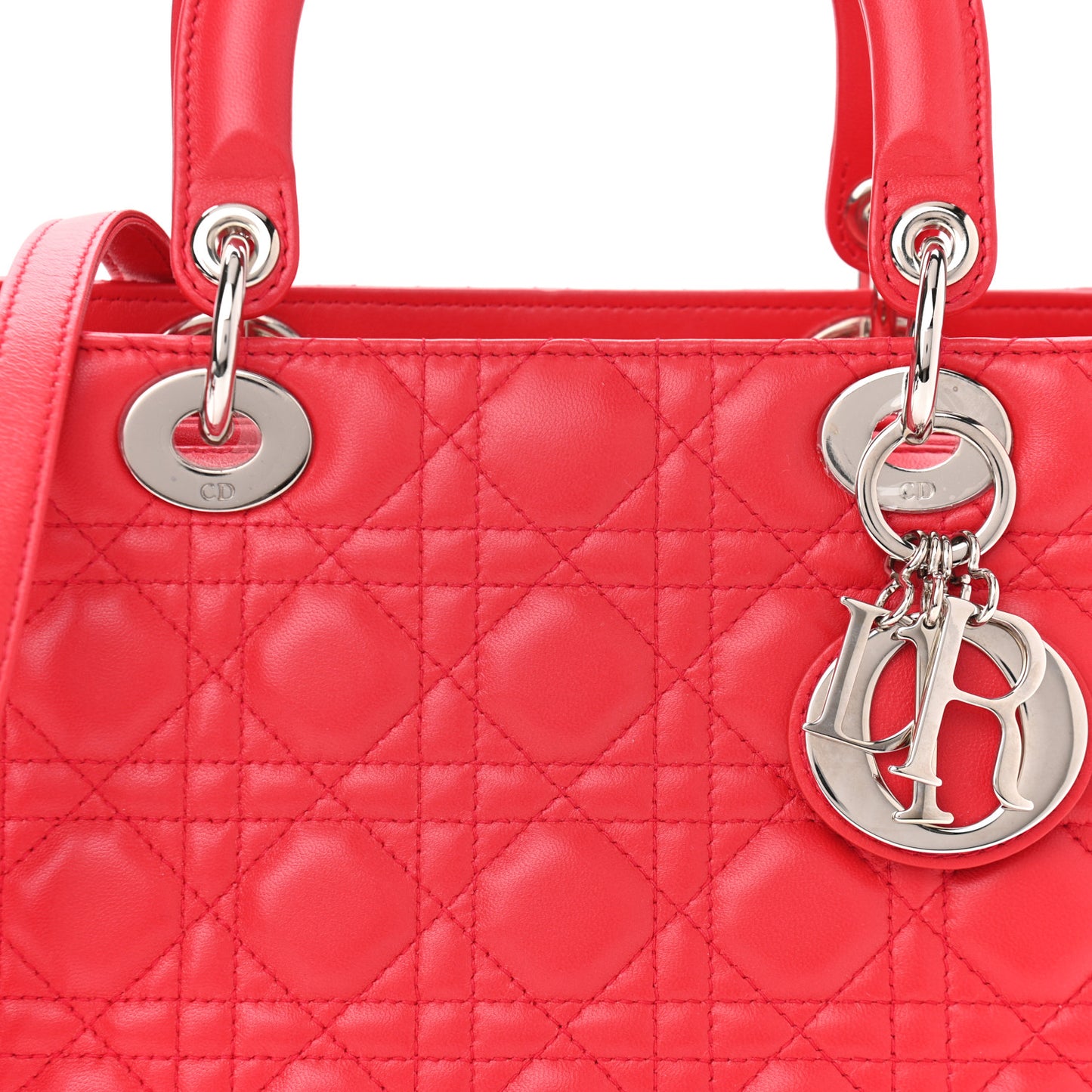 Lambskin Cannage Medium Lady Dior Red